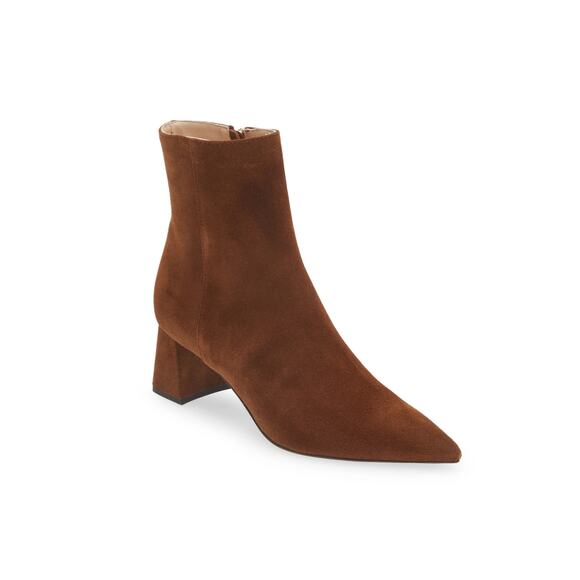 AGL Mimma Pointed Toe Block Heel Bootie in Cognac Size EU 39